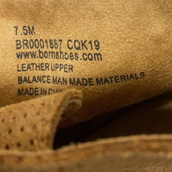 Born Tan Perforated Suede Lace-Up Ankle Boots W/ Size 7.5M Durable Rubber Soul - Picture 10 of 10